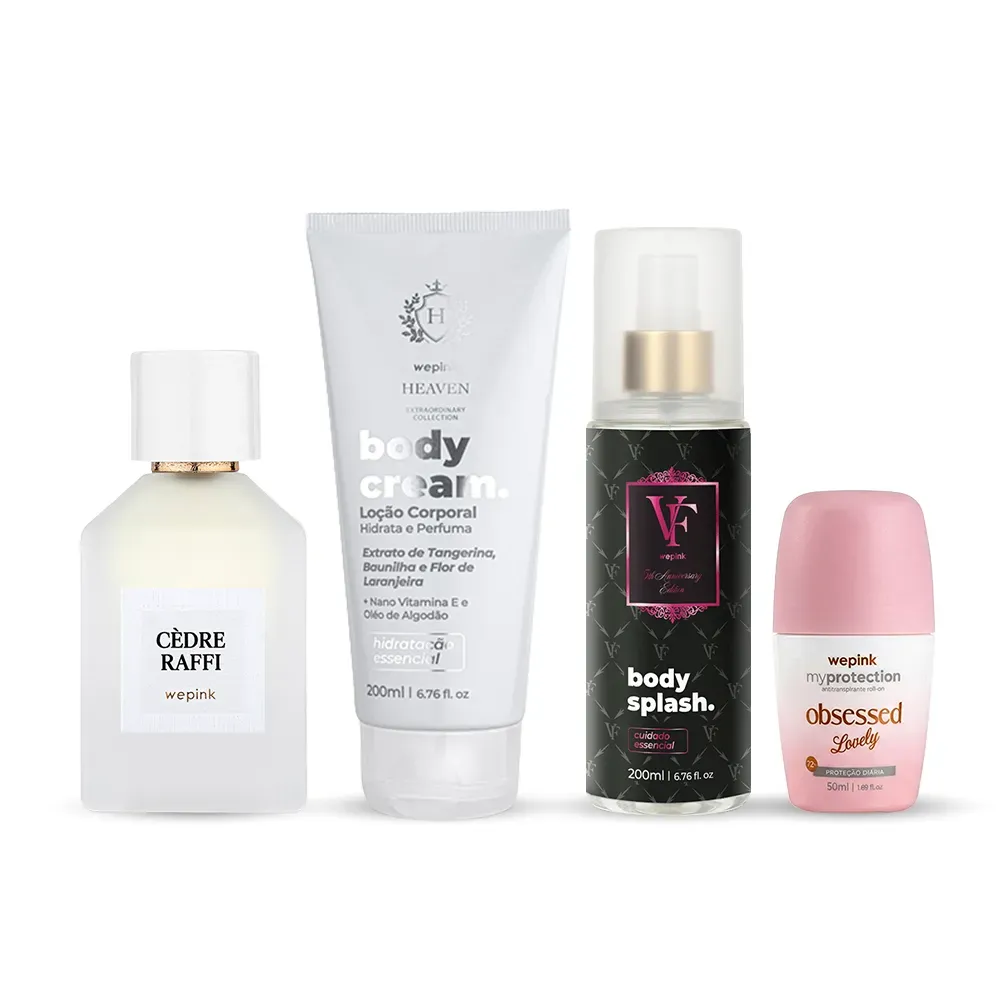Kit Cèdre Raffi + Body Cream Heaven + Body Splash VF 5th Anniversary + Roll-on Obsessed Lovely
